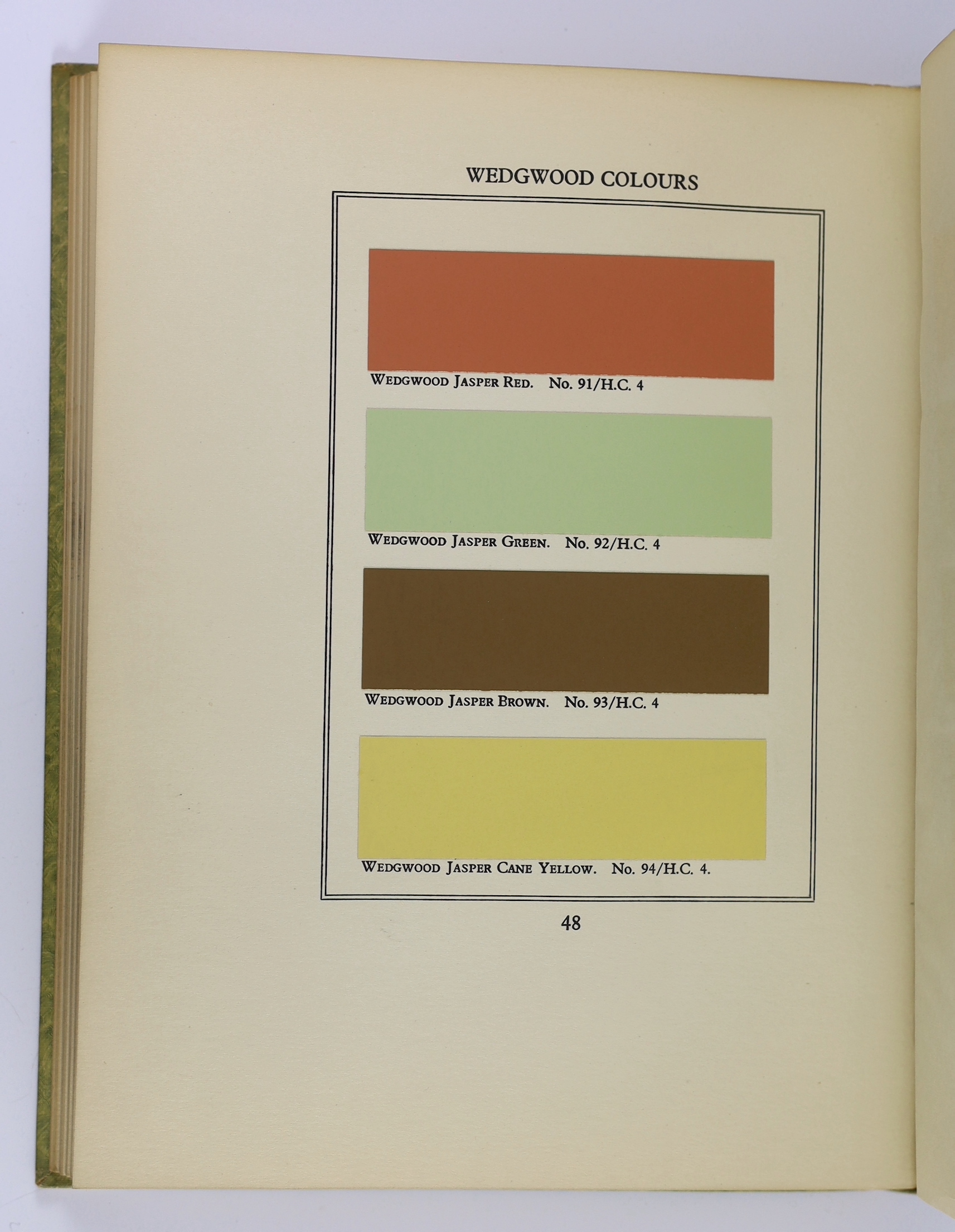 Thomas Parsons and Sons Ltd. - Historical Colours, 4th (Library) Edition. 136 mounted colour samples; original green patterned boards with black labels, marbled and patterned e/ps. (The Company), 1950